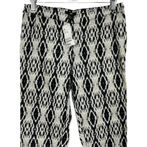H&M Pants Womens Sz 6 Black White Geometric Pull on Midrise Twill Skinny Jegging - Picture 4 of 8